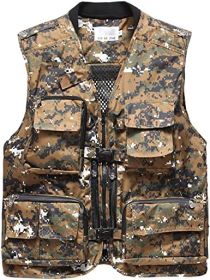 Men's Camouflage Quick-Drying Multi-Pocket Vests (Army Green: Camouflage-M)