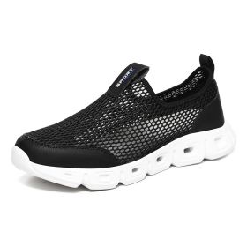 Slip-on Mesh Aqua Shoes Breathable Lightweight Quick-Drying (Lantern Color: black and white, size: 39)