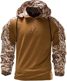 Mens Camouflage Army Tactical Military Long Sleeve Hoodies (Specification: Brown-XL)