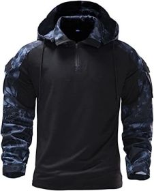 Mens Camouflage Army Tactical Military Long Sleeve Hoodies (Specification: Black-L)