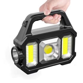 Portable Camping Solar Powered USB Rechargeable Light (Type: Flashlights, Lantern Color: Black B)