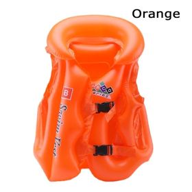 1pc Kids Inflatable Floating Life Vest; Life Jacket (Army Green: Orange)