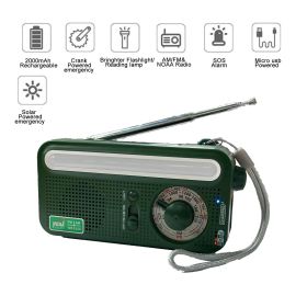 Weather Radio With AM/FM/WB/NOAA, Cell Phone Charger (Army Green: Green)