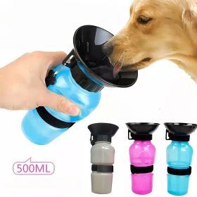 Plastic Dog & Cat Water Bottle Mug 500ml For Outdoor Travel (Army Green: Pink)