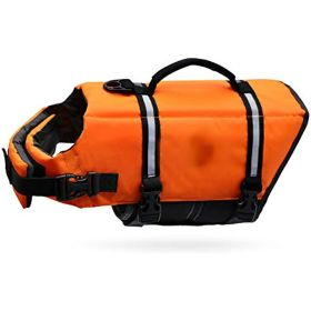 Adjustable Life Jacket For Dogs With Rescue Handle (Dog Life Jacket Color: Vital Orange, 22cm: XXS)