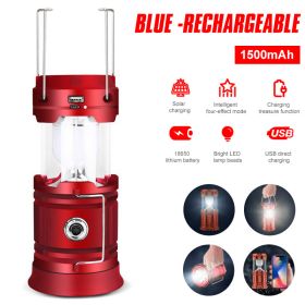 Solar LED Portable Camping Lamp USB Rechargeable, Flashlight (Wattage: Red Charging, Ships From: CN)