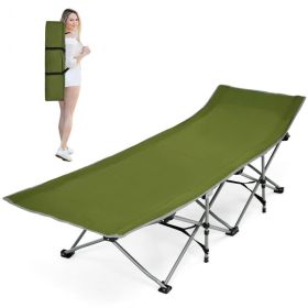 Folding Cot with Side Storage Pocket Detachable Headrest (Lantern Color: Green)