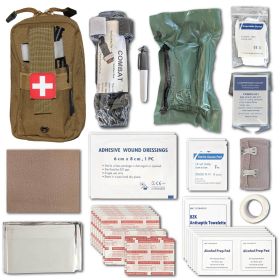 Compact First Aid Kit 44 Pieces For Backpacking Camping (Army Green: Tan)