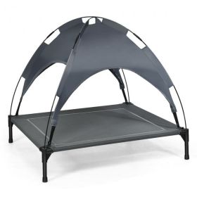 Elevated Outdoor Pet Bed With Removable Canopy Shade (size: 36in)