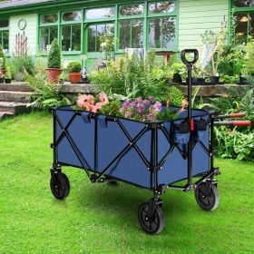 Outdoor Folding Cart w/ Adjustable Handle and Universal Wheels (Army Green: Navy)