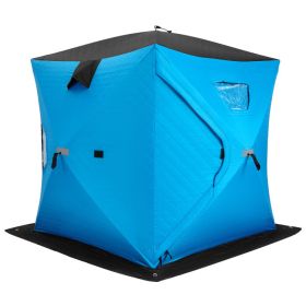 Portable 2 Person Ice Shanty with Cotton Padded Walls (Lantern Color: Blue)