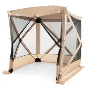 6.7 x 6.7 Feet Pop Up Gazebo with Netting and Carry Bag (Army Green: Coffee)