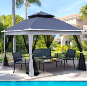 11x11Ft Pop Up Gazebo Canopy With Removable Zipper Netting (Army Green: Blue)