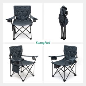 Oversized Folding Camping Chair, Heavy Duty Supports 300 LBS (Army Green: Grey)