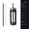 Glass Water Tumbler Silicone Bamboo Lids For Iced Coffee