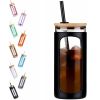 Glass Water Tumbler Silicone Bamboo Lids For Iced Coffee